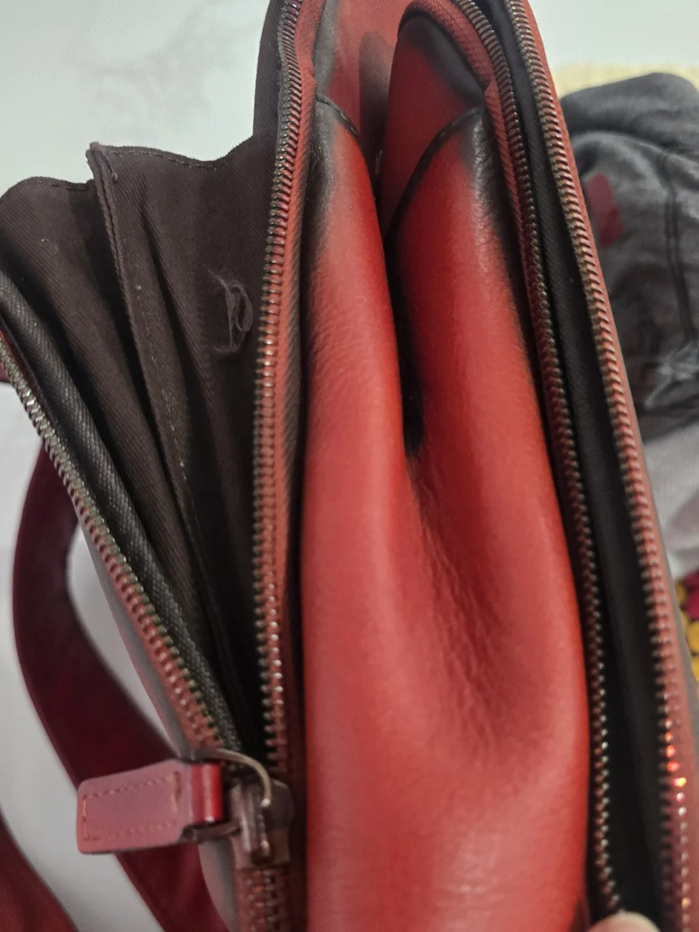 NEW Leather Backpack Vintage Red Brown Unisex 15x11.5